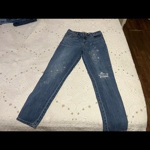 Floral embroidered jeans girlfriend style/straight
